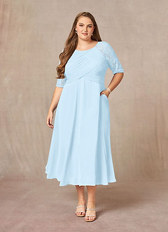 Azazie Dorothea Mother of the Bride Dresses Sky Blue A-Line Scoop lace Chiffon Dress image5