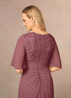 Azazie Carson Mother of the Bride Dresses Desert Rose A-Line V-Neck Lace Chiffon Dress image5