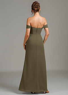 Azazie Jalice Robes de demoiselle d'honneur Robe Sirène en Mousseline de soie Épaule décolletée Vert Saule image5