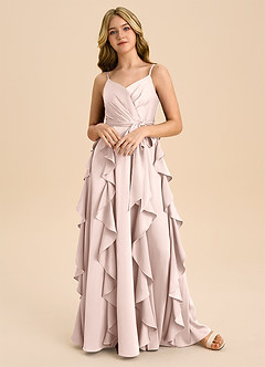 Azazie Peyton Junior Klä av A-Line i Stretch Satin Plisserad image4