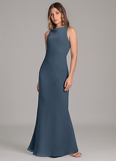 Azazie Allettie Abiti da Damigella Abito Sirena in Chiffon Blu Nettuno image3