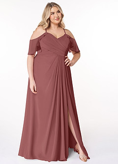 Azazie Dakota Bridesmaid Dresses Amethyst A-Line V-Neck Pleated Chiffon Dress image16