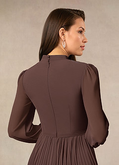 Azazie Adellah vestidos de madre de la novia Vestido de Ganache de Gasa de Corte en A con Plisado image4