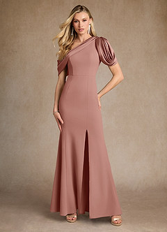 Azazie Paris Kleider für die Brautmutter Meerjungfrau-Linie Plissee Stretch-Krepp Kleid Altrosa image4
