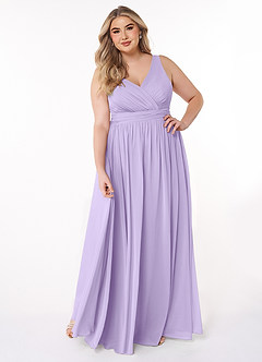 Azazie Kora Bridesmaid Dresses Lilac A-Line Pleated Chiffon Dress image7
