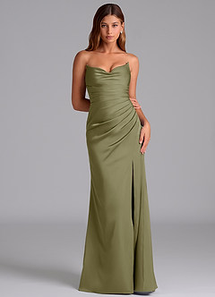 Azazie Claudelle Bridesmaid Dresses Pistachio Mermaid Strapless Stretch Satin Dress image6