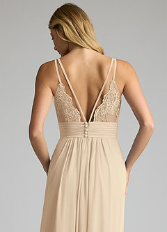 Azazie Maren Allure Abiti da Damigella Abito A-Line in Chiffon con Scollo a V in Pizzo Champagne image2