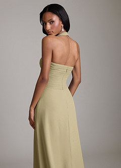 Azazie Clarisa Bridesmaid Dresses Moss Green A-Line Pleated Chiffon Dress image4