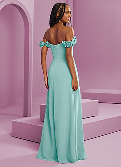 Barbie ♥ Azazie Brautjungfernkleider Wandelbar A-Linie Schulterfrei Chiffon Kleid Aqua image9