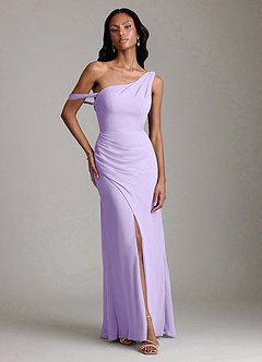 Azazie Madelyn Bridesmaid Dresses Lilac Mermaid One Shoulder Chiffon Convertible Dress image1