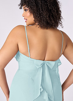 Barbie ♥ Azazie Bridesmaid Dresses Sea Glass Sheath Bow Chiffon Dress image8