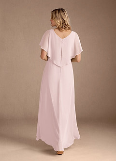Azazie Eliza Mère de la mariée Robes Robe Trapèze en Mousseline de soie Col V plissé Rose Pâle image5