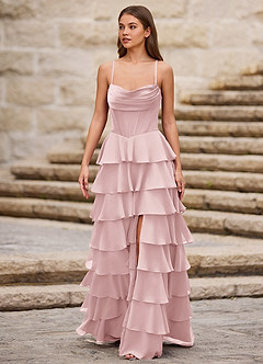 Rhythm Powder Pink Ruffled A-line Prom Dress image10