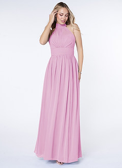 Azazie Iman Bridesmaid Dresses Candy Pink A-Line A-Line Ruched Chiffon Dress image4
