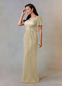 Upstudio Alameda Final Sale Champagne A-Line Ruched Metallic Mesh Dress image4