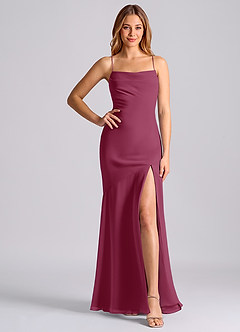 Azazie Grata Bridesmaid Dresses Mulberry Mermaid Pleated Chiffon Dress image6