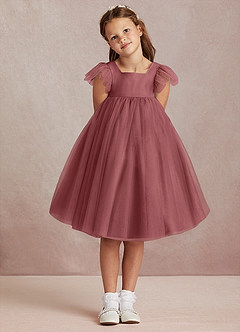 Azazie Kalio Flower Girl Dresses Amethyst A-Line with Sleeves Tulle Dress image2