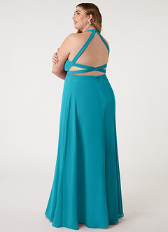 Azazie Clarice Bridesmaid Dresses Jade A-Line Halter Chiffon Dress image12