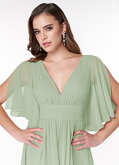 Azazie Temeka Bridesmaid Dresses Dusty Sage A-Line Ruched Chiffon Dress image6