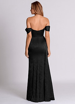 Azazie Amyra 신부 들러리 드레스 인어 오프 더 숄더 자카드 바닥 길이 드레스 image5