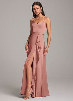 Azazie Naeem Robes de demoiselle d'honneur Robe Trapèze en Satin extensible Rosette image3