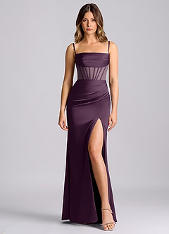 Azazie Alyce Final Sale Plum Mermaid Off the Shoulder Stretch Satin Convertible Dress image5