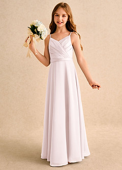 Azazie Umina Girls Formal Abiti da Ragazza di Fiori Abito A-Line in Raso Opaco Plissettato Rosa Rossore image3