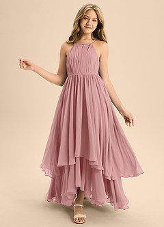 Azazie Elliora Junior Dusty Rose A-Line Pleated Chiffon Dress image1