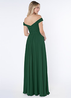 Azazie Audrianna Bridesmaid Dresses Dark Green A-Line Off-The-Shoulder Gathered Chiffon Convertible Dress image4
