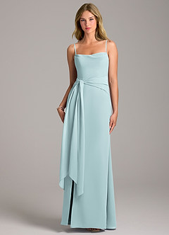 Azazie Tahlia Robes de demoiselle d'honneur Robe Trapèze en Mousseline de soie avec ceinture Brume image5