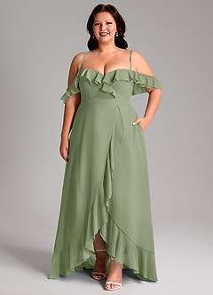 Azazie Lyra Bridesmaid Dresses Pistachio A-Line Chiffon Convertible Dress image16