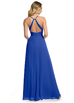 Azazie Davis Bridesmaid Dresses Royal Blue A-Line V-Neck Chiffon Dress image5