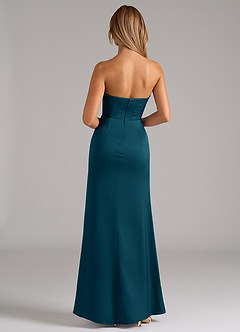 Azazie Johana Bridesmaid Dresses Ink Blue Mermaid Off the Shoulder Stretch Satin Convertible Dress image7
