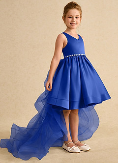 Azazie Julietta Flower Girl Dresses Royal Blue Ball-Gown Convertible Tulle Dress image3