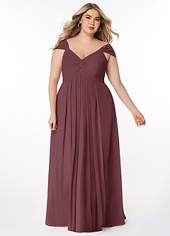 Azazie Kaitlynn Abiti da Damigella Abito Convertibile Impero in Chiffon Increspato Sangria image10