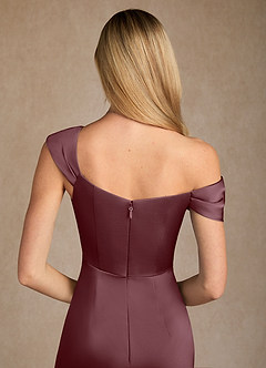 Azazie Laramie Mother of the Bride Dresses Sangria Mermaid Pleated Stretch Satin Dress image6