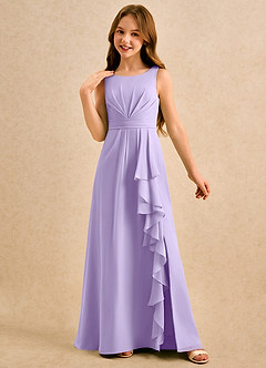Azazie Chibi Girls Formal Abiti da Ragazza di Fiori Abito A-Line in Chiffon Plissettato Lilla image4