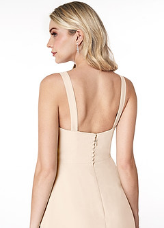 Azazie Jay Bridesmaid Dresses White Alabaster A-Line Square Neckline Side Slit Chiffon Dress image6