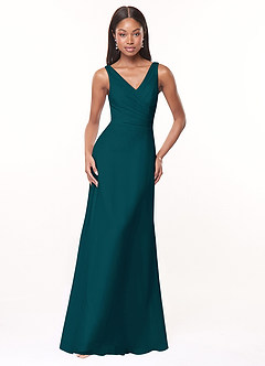 Azazie Nala Bridesmaid Dresses Pine A-Line Pleated Chiffon Dress image1