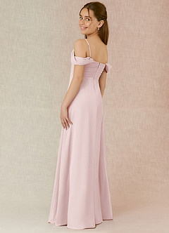 Azazie Kaitlynn Junior Vestido de Rosa Rubor de Gasa de Corte En A con Vestidos sin tirantes image5