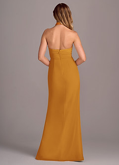 Azazie Jemma Bridesmaid Dresses Butterscotch Sheath Pleated Chiffon Dress image2