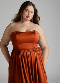 Azazie Morana Bridesmaid Dresses Paprika A-Line Off the Shoulder Stretch Satin Convertible Dress image19
