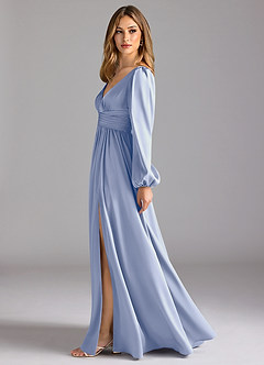 Azazie Norah Brautjungfernkleider A-Linie Stretch-Satin Kleid Eis image4