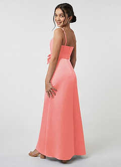 Azazie Anina Junior Robe Trapèze en Mat Satiné Arc Corail image6