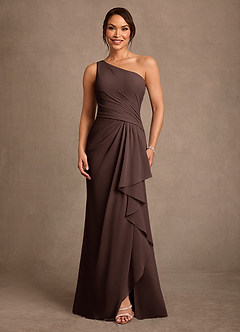 Azazie Floy Mother of the Bride Dresses Ganache Sheath One Shoulder Chiffon Dress image1