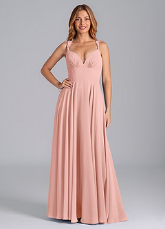 Azazie Darana Bridesmaid Dresses Rosette A-Line Corset Chiffon Dress image1