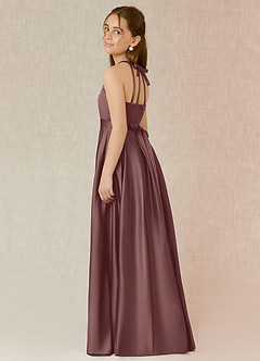 Azazie Arianthe Junior Vintage Mauve A-Line with Pockets Stretch Satin Dress image6