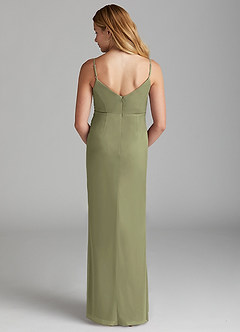 Azazie Deandra Junior Pistachio Sheath Mesh Dress image2