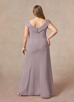 Azazie Cupid Mother of the Bride Dresses Dusk A-Line Boatneck Lace Chiffon Dress image7