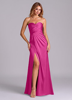 Azazie Sabrine Final Sale Fuchsia A-Line Sweetheart Neckline Stretch Satin Dress image1
